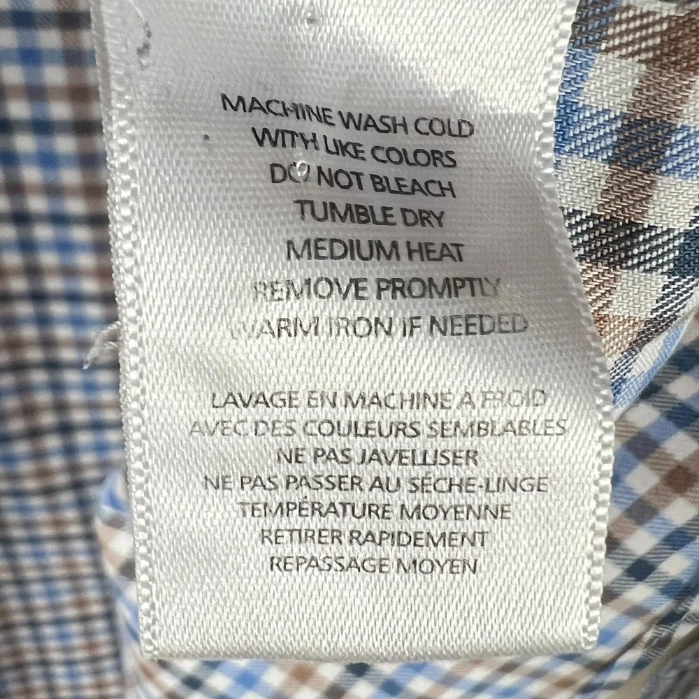 UNTUCKit‎ XXXL Wrinkle Free Button Down Shirt Blue Brown Plaid Cotton